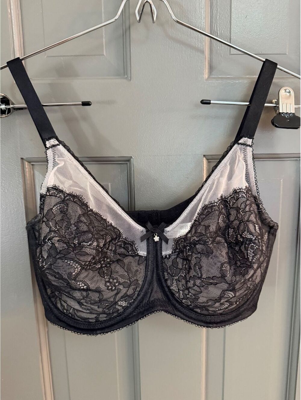 Wacoal Retro Chic Full Figure Underwire Bra Black & Sheer Lace 855186 Sz 40D